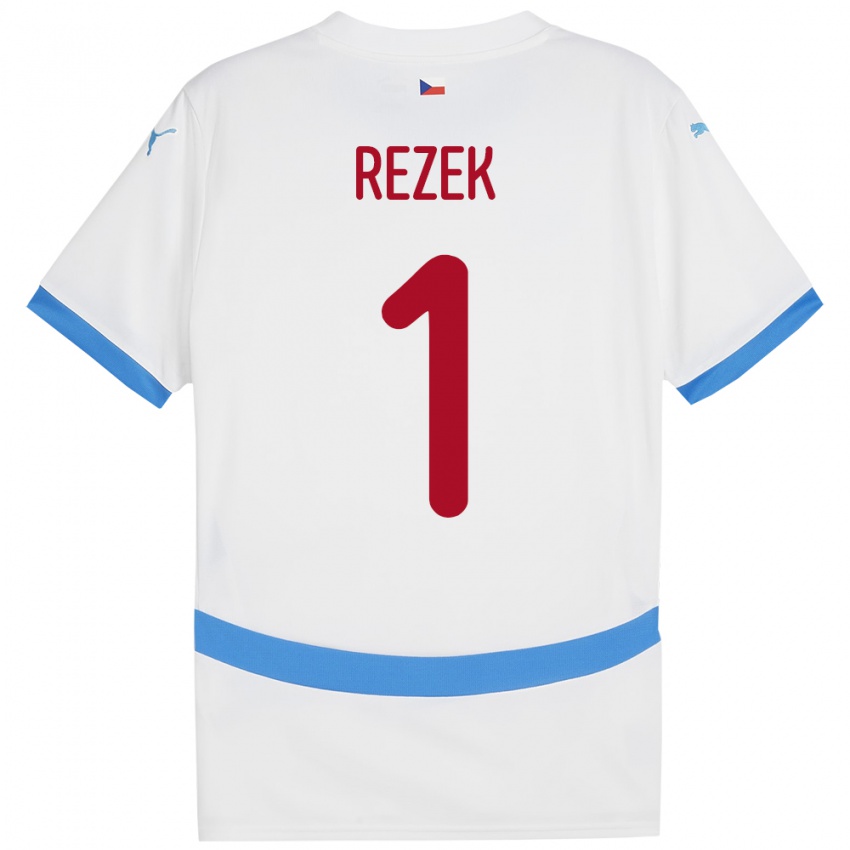 Gyermek Csehország Adam Rezek #1 Fehér Idegenbeli Jersey 24-26 Mez Póló Ing