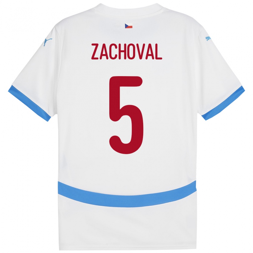 Gyermek Csehország Matej Zachoval #5 Fehér Idegenbeli Jersey 24-26 Mez Póló Ing