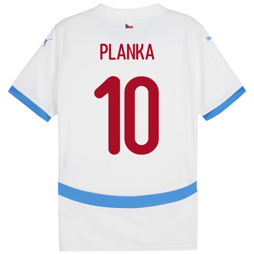 Gyermek Csehország David Planka #10 Fehér Idegenbeli Jersey 24-26 Mez Póló Ing