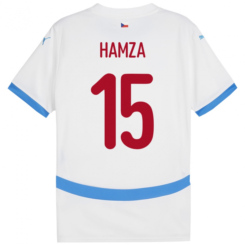 Gyermek Csehország Jiri Hamza #15 Fehér Idegenbeli Jersey 24-26 Mez Póló Ing