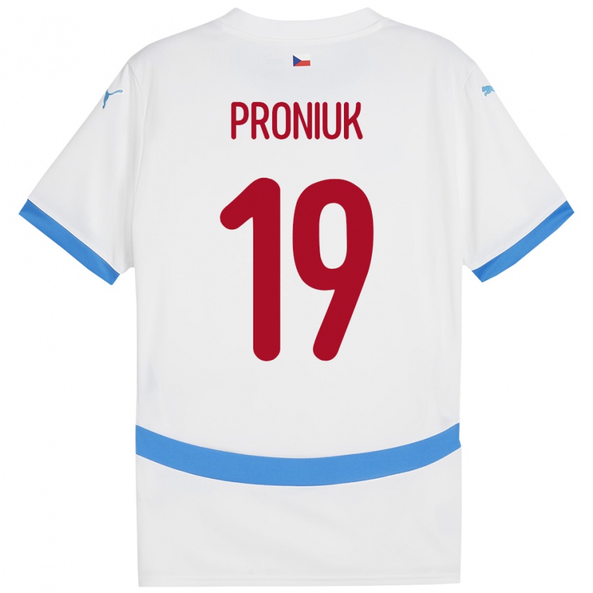 Gyermek Csehország Adam Proniuk #19 Fehér Idegenbeli Jersey 24-26 Mez Póló Ing