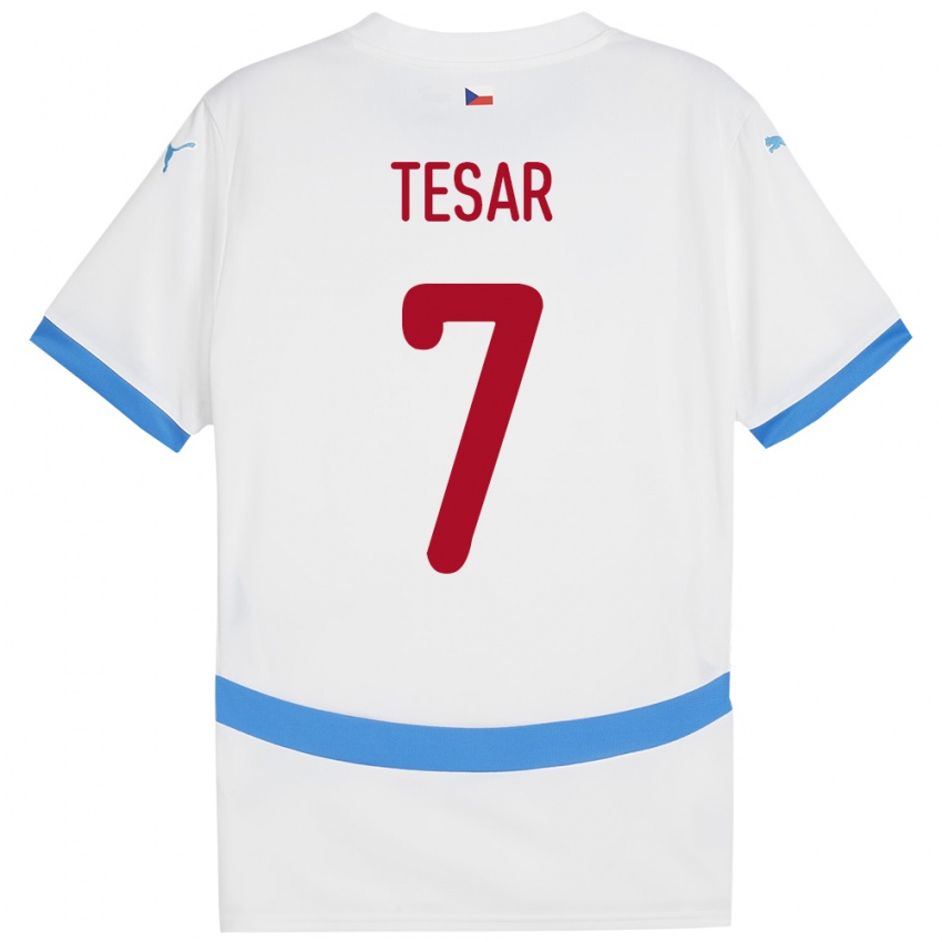 Gyermek Csehország Simon Tesar #7 Fehér Idegenbeli Jersey 24-26 Mez Póló Ing