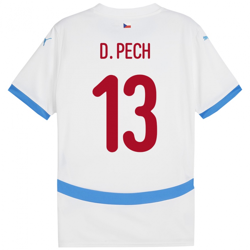 Gyermek Csehország Dominik Pech #13 Fehér Idegenbeli Jersey 24-26 Mez Póló Ing