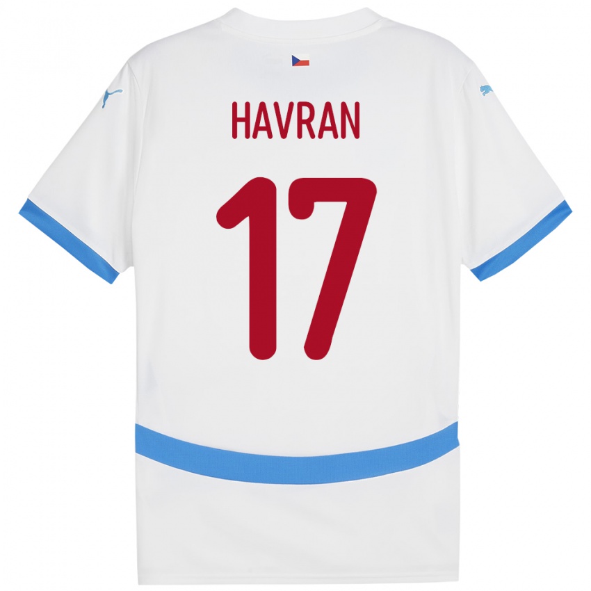 Gyermek Csehország Marek Havran #17 Fehér Idegenbeli Jersey 24-26 Mez Póló Ing