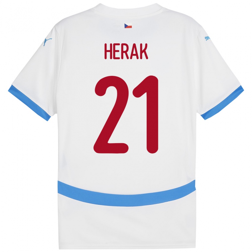 Gyermek Csehország Frantisek Herak #21 Fehér Idegenbeli Jersey 24-26 Mez Póló Ing