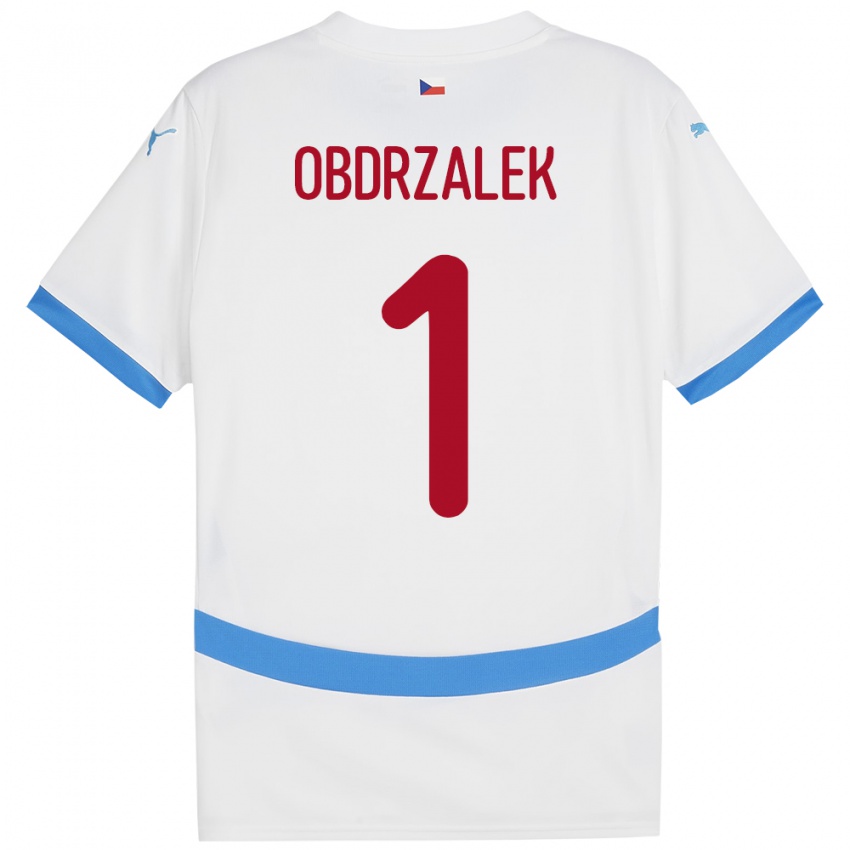 Gyermek Csehország Marek Obdrzalek #1 Fehér Idegenbeli Jersey 24-26 Mez Póló Ing