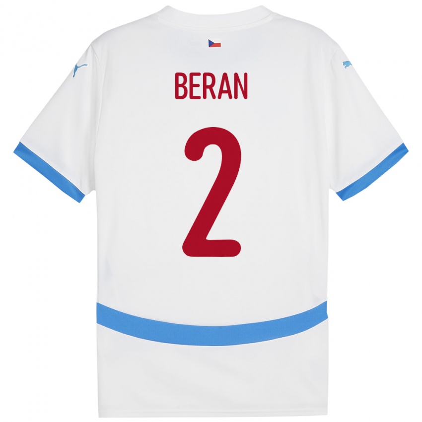 Gyermek Csehország Stepan Beran #2 Fehér Idegenbeli Jersey 24-26 Mez Póló Ing