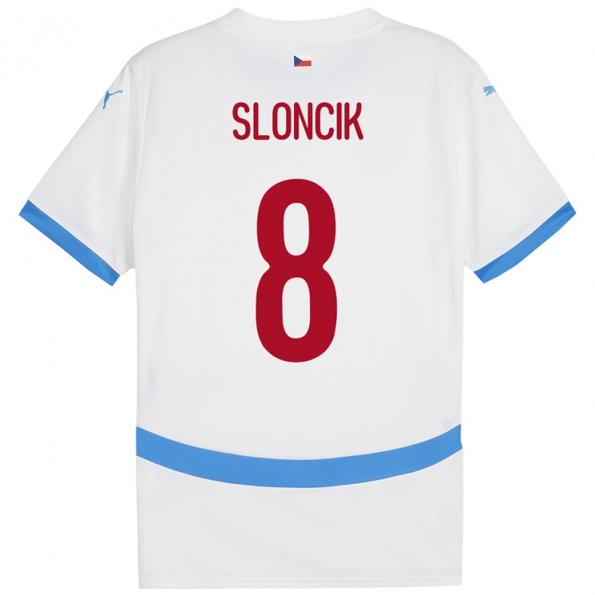 Gyermek Csehország Simon Sloncik #8 Fehér Idegenbeli Jersey 24-26 Mez Póló Ing