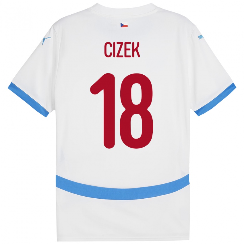 Gyermek Csehország Krystof Cizek #18 Fehér Idegenbeli Jersey 24-26 Mez Póló Ing