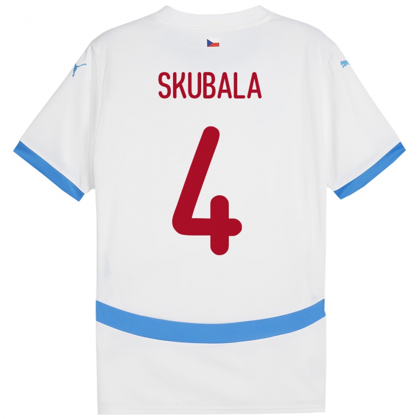 Gyermek Csehország Tomas Skubala #4 Fehér Idegenbeli Jersey 24-26 Mez Póló Ing