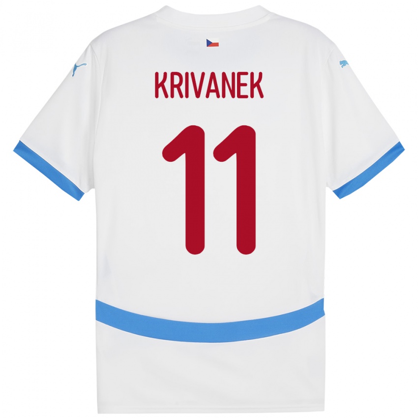 Gyermek Csehország Jan Krivanek #11 Fehér Idegenbeli Jersey 24-26 Mez Póló Ing