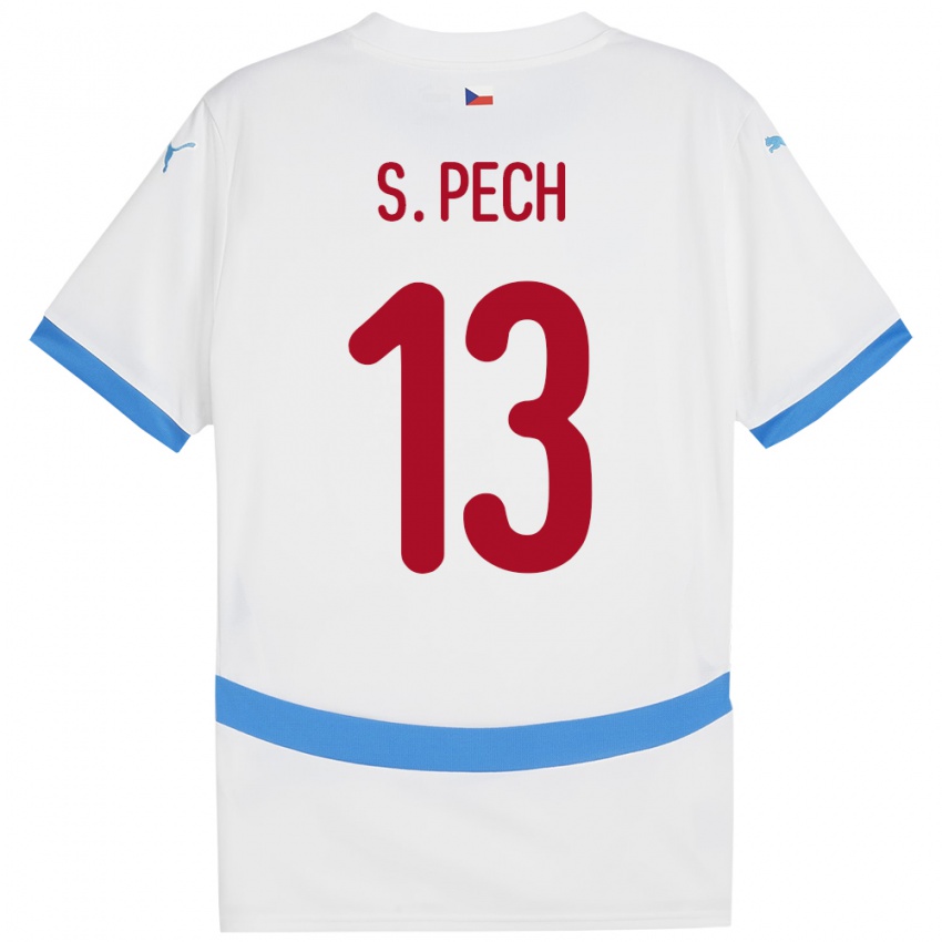 Gyermek Csehország Sebastian Pech #13 Fehér Idegenbeli Jersey 24-26 Mez Póló Ing