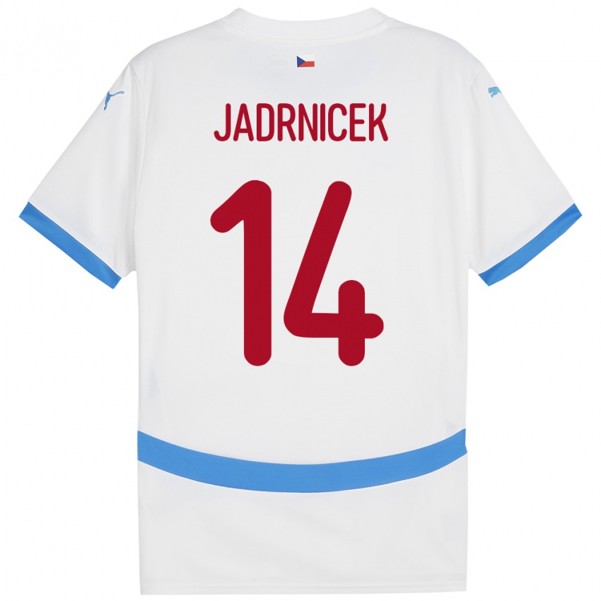 Gyermek Csehország Nikola Jadrnicek #14 Fehér Idegenbeli Jersey 24-26 Mez Póló Ing