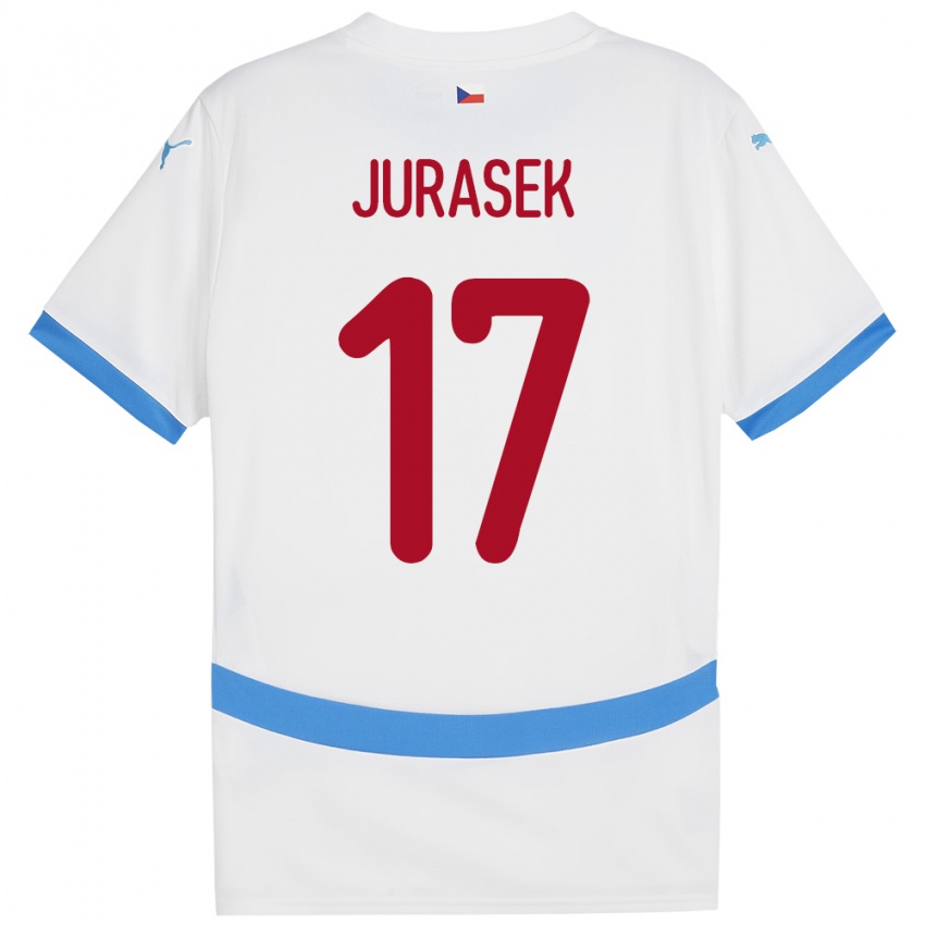 Gyermek Csehország Patrik Jurasek #17 Fehér Idegenbeli Jersey 24-26 Mez Póló Ing