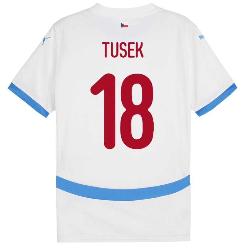 Gyermek Csehország Adam Tusek #18 Fehér Idegenbeli Jersey 24-26 Mez Póló Ing