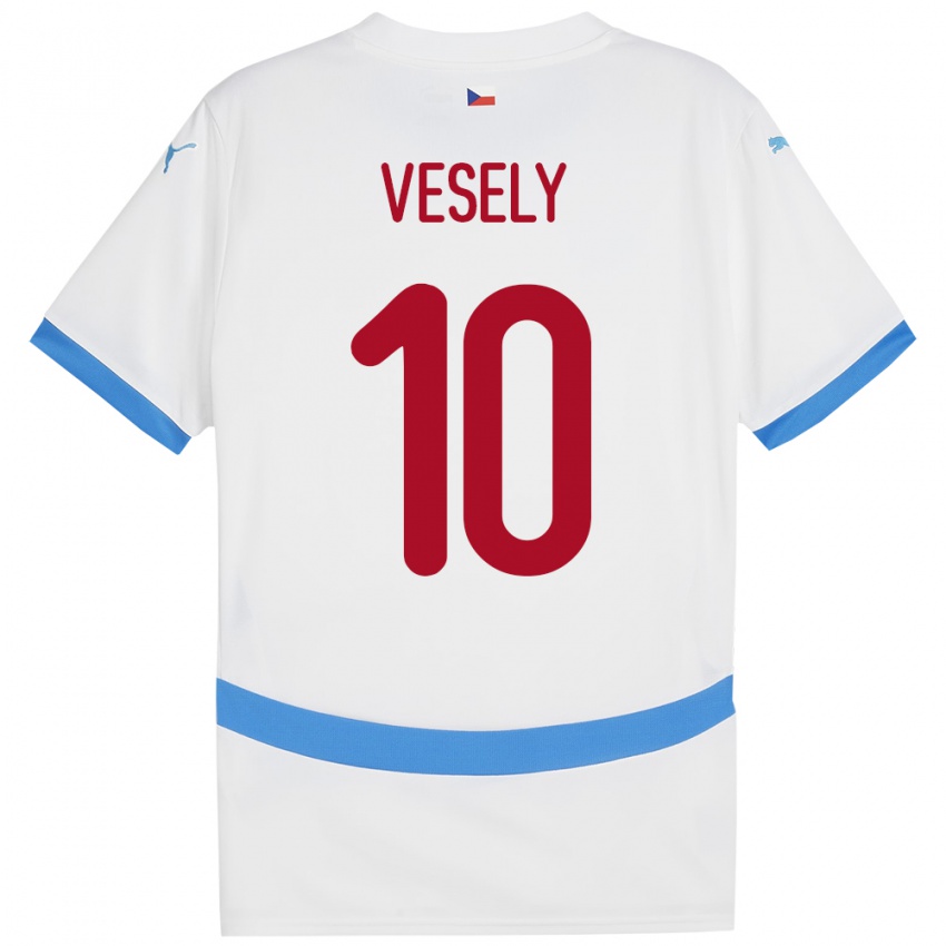 Gyermek Csehország David Vesely #10 Fehér Idegenbeli Jersey 24-26 Mez Póló Ing