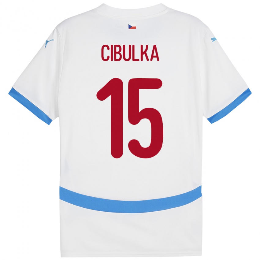 Gyermek Csehország Oskar Cibulka #15 Fehér Idegenbeli Jersey 24-26 Mez Póló Ing