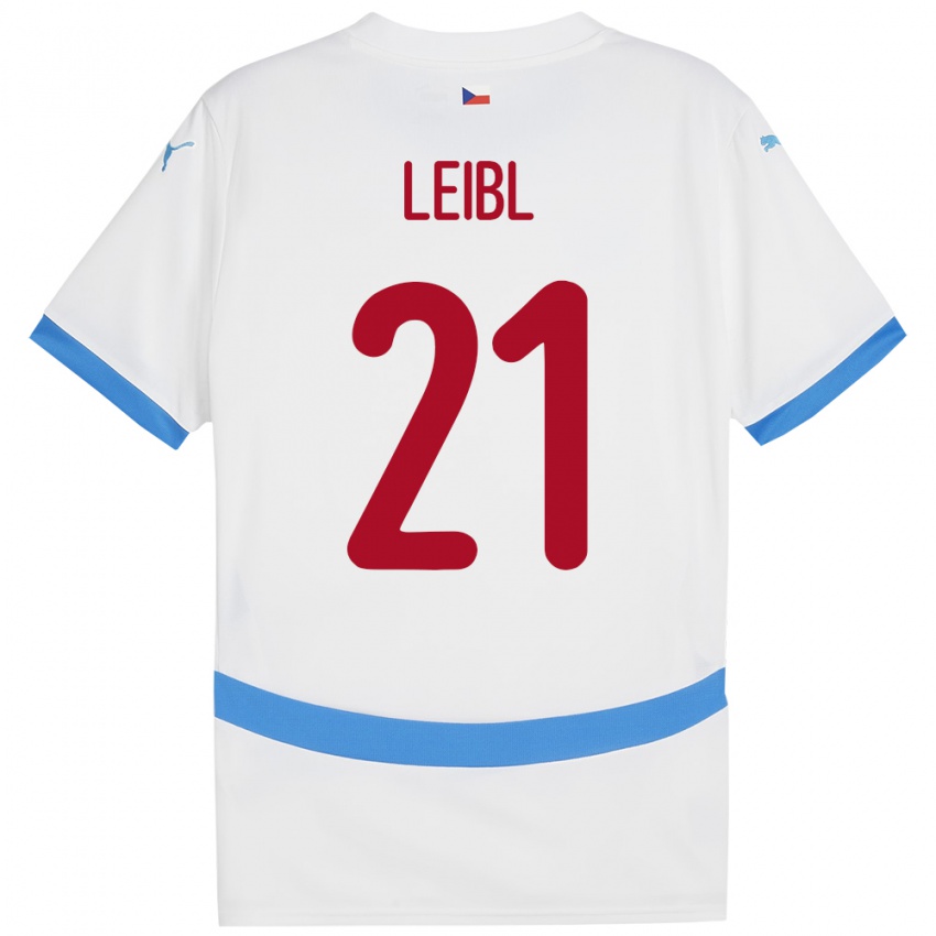 Gyermek Csehország Adam Leibl #21 Fehér Idegenbeli Jersey 24-26 Mez Póló Ing