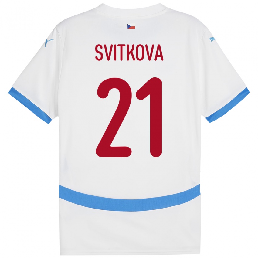 Gyermek Csehország Kateřina Svitková #21 Fehér Idegenbeli Jersey 24-26 Mez Póló Ing