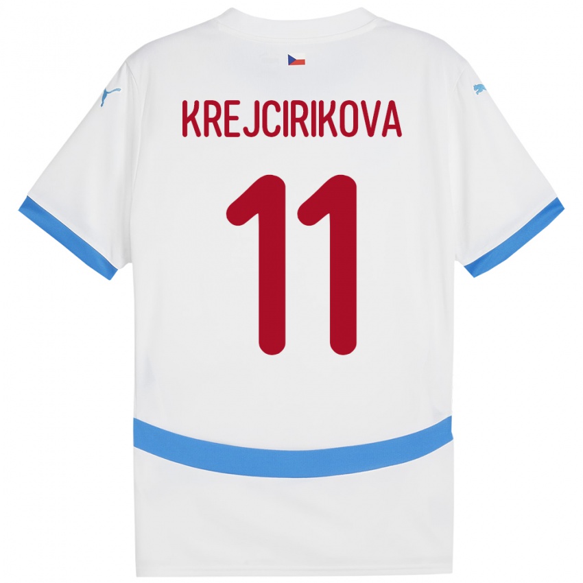 Gyermek Csehország Tereza Krejčiříková #11 Fehér Idegenbeli Jersey 24-26 Mez Póló Ing