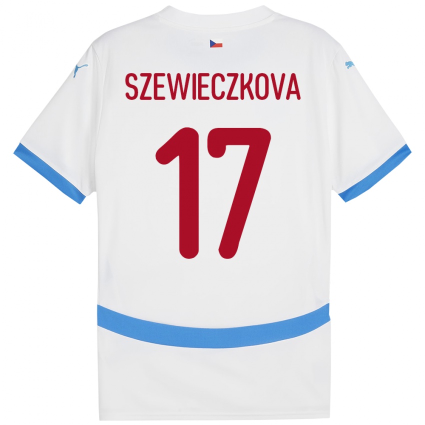 Gyermek Csehország Tereza Szewieczková #17 Fehér Idegenbeli Jersey 24-26 Mez Póló Ing