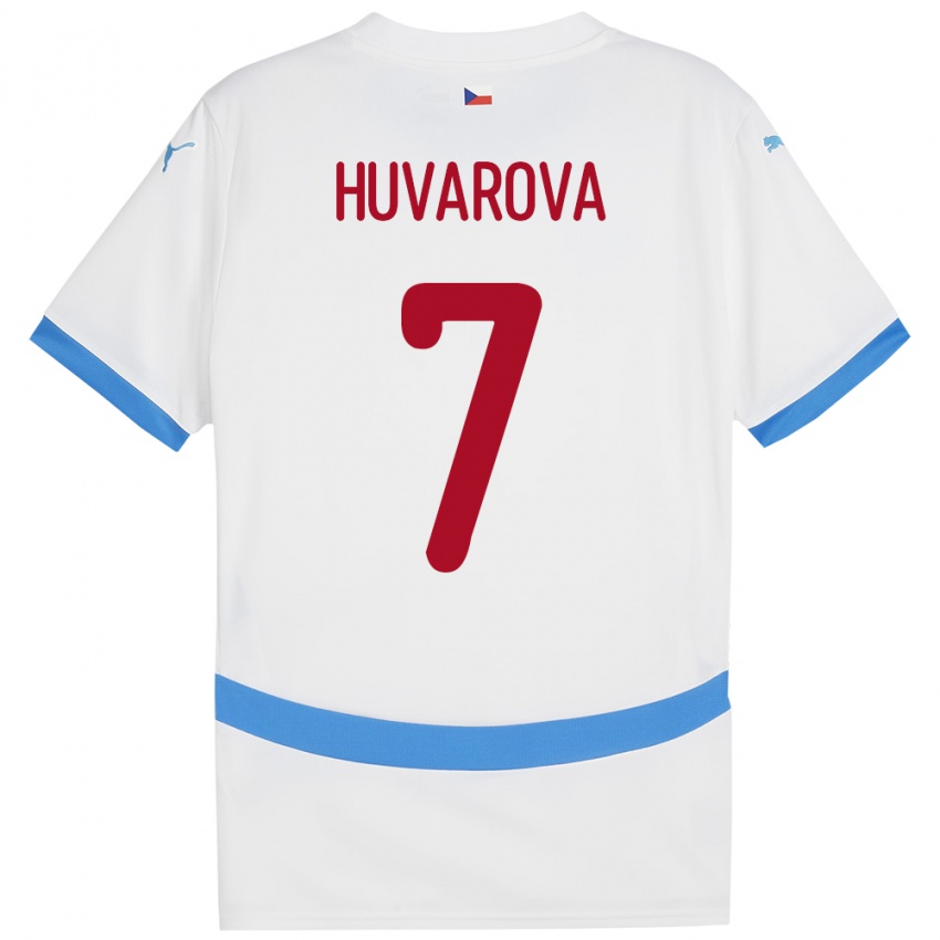 Gyermek Csehország Dominika Huvarová #7 Fehér Idegenbeli Jersey 24-26 Mez Póló Ing