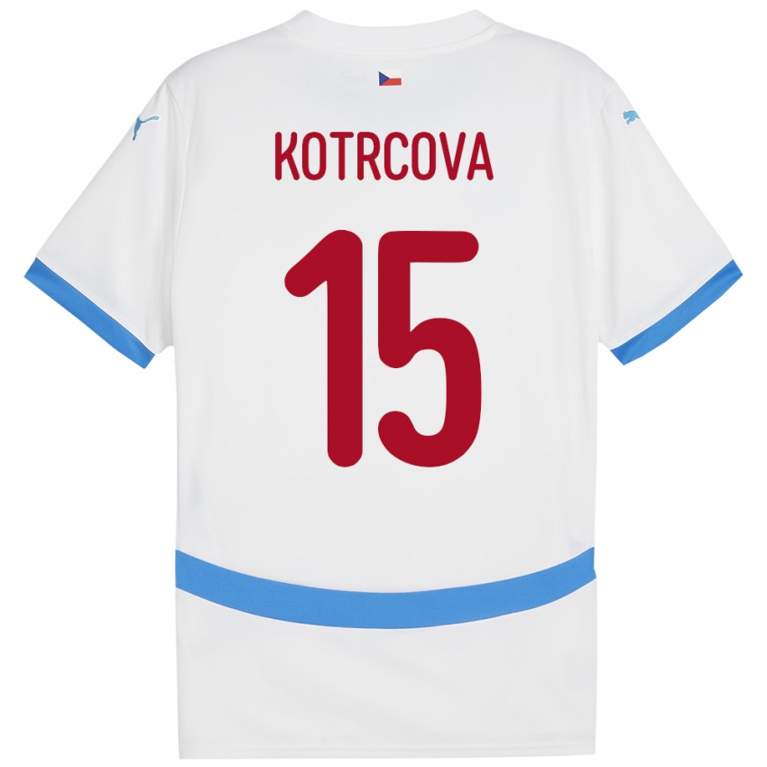 Gyermek Csehország Kateřina Kotrčová #15 Fehér Idegenbeli Jersey 24-26 Mez Póló Ing