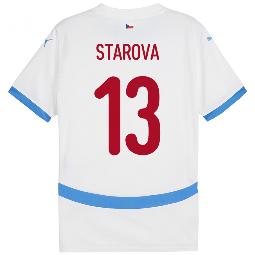 Gyermek Csehország Antonie Stárová #13 Fehér Idegenbeli Jersey 24-26 Mez Póló Ing