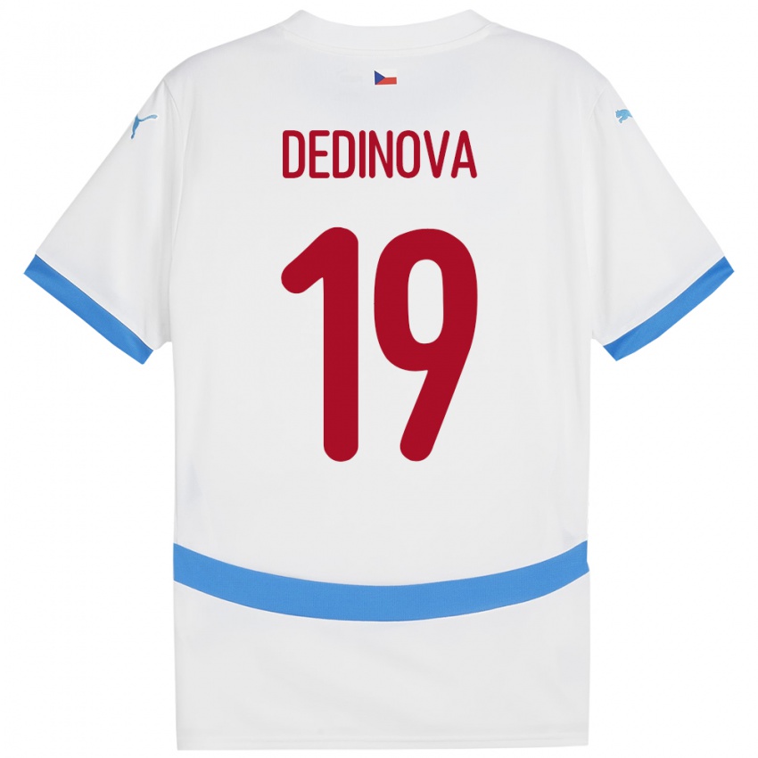 Gyermek Csehország Aneta Dědinová #19 Fehér Idegenbeli Jersey 24-26 Mez Póló Ing