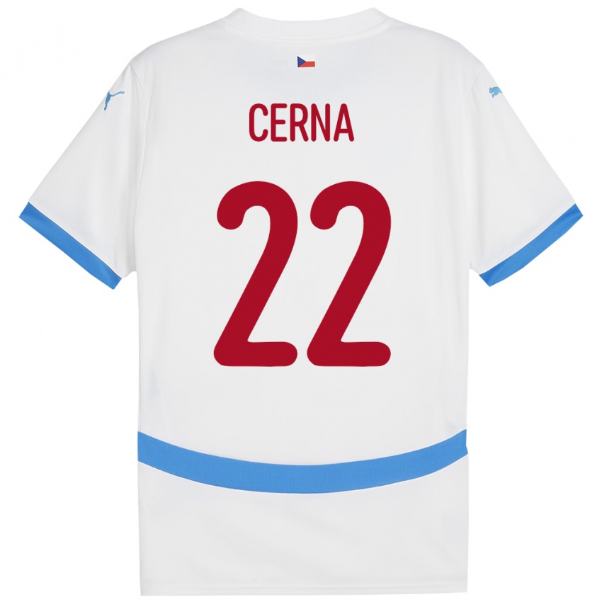 Gyermek Csehország Franny Černá #22 Fehér Idegenbeli Jersey 24-26 Mez Póló Ing