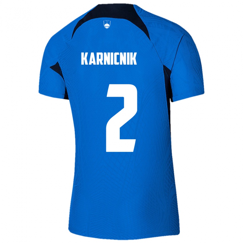 Gyermek Szlovénia Zan Karnicnik #2 Kék Idegenbeli Jersey 24-26 Mez Póló Ing