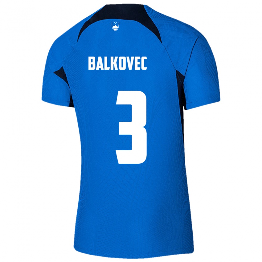 Gyermek Szlovénia Jure Balkovec #3 Kék Idegenbeli Jersey 24-26 Mez Póló Ing