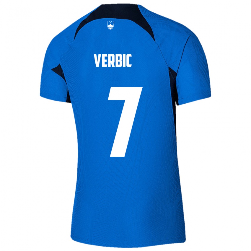 Gyermek Szlovénia Benjamin Verbic #7 Kék Idegenbeli Jersey 24-26 Mez Póló Ing