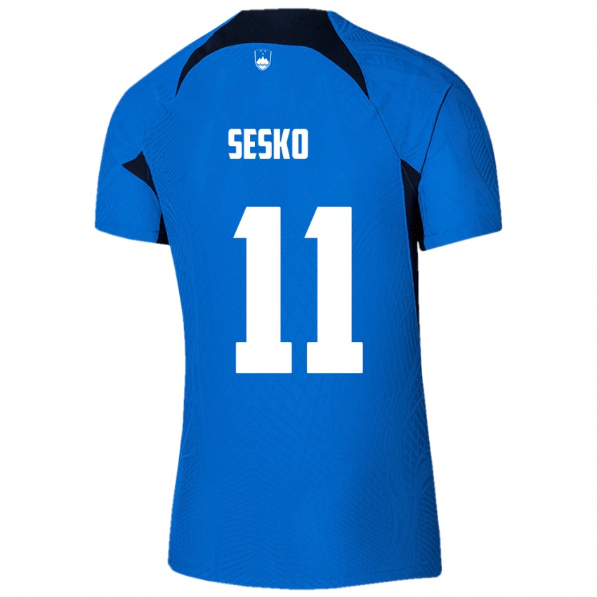 Gyermek Szlovénia Benjamin Sesko #11 Kék Idegenbeli Jersey 24-26 Mez Póló Ing