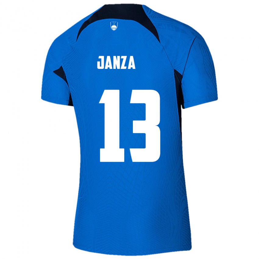 Gyermek Szlovénia Erik Janza #13 Kék Idegenbeli Jersey 24-26 Mez Póló Ing