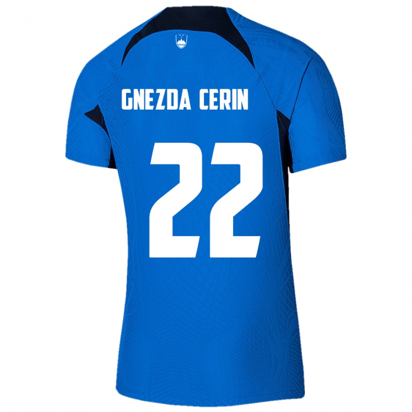 Gyermek Szlovénia Adam Gnezda Cerin #22 Kék Idegenbeli Jersey 24-26 Mez Póló Ing