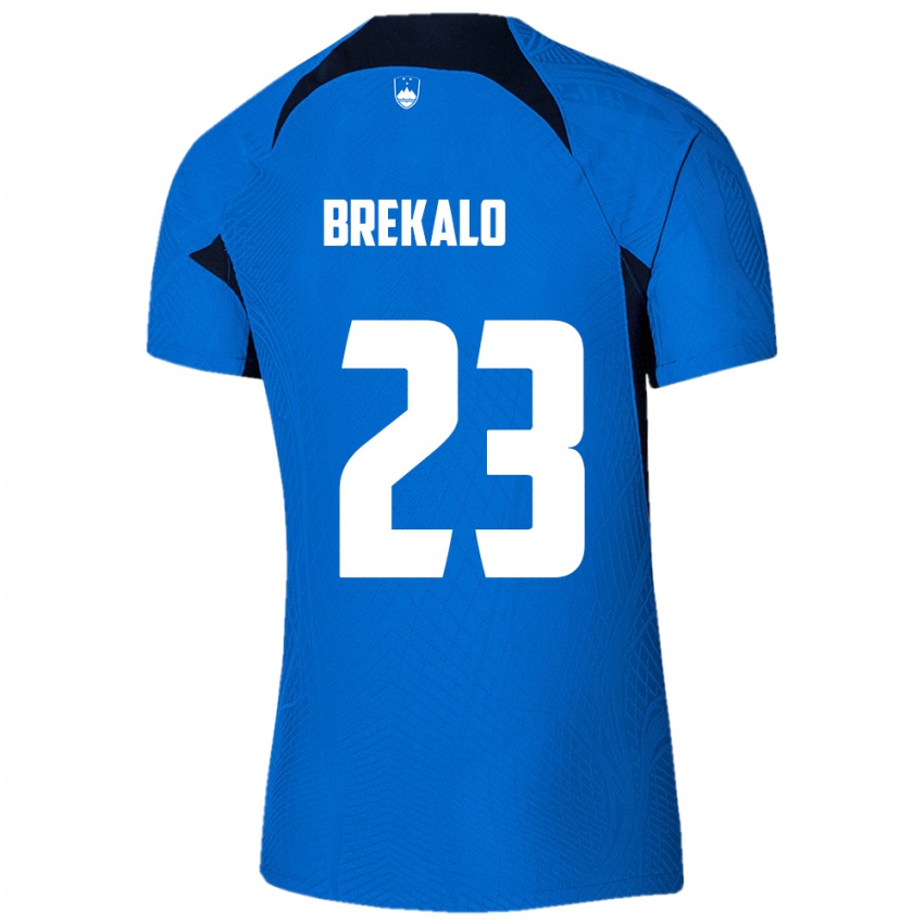 Gyermek Szlovénia David Brekalo #23 Kék Idegenbeli Jersey 24-26 Mez Póló Ing