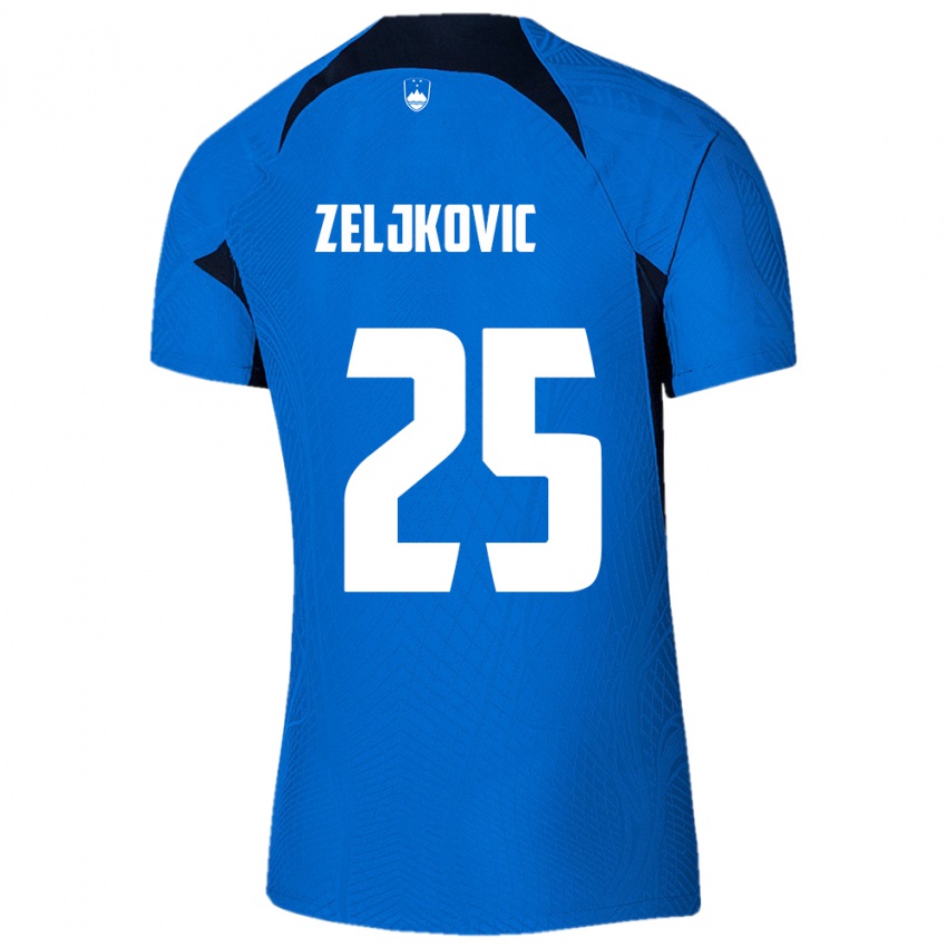 Gyermek Szlovénia Adrian Zeljkovic #25 Kék Idegenbeli Jersey 24-26 Mez Póló Ing