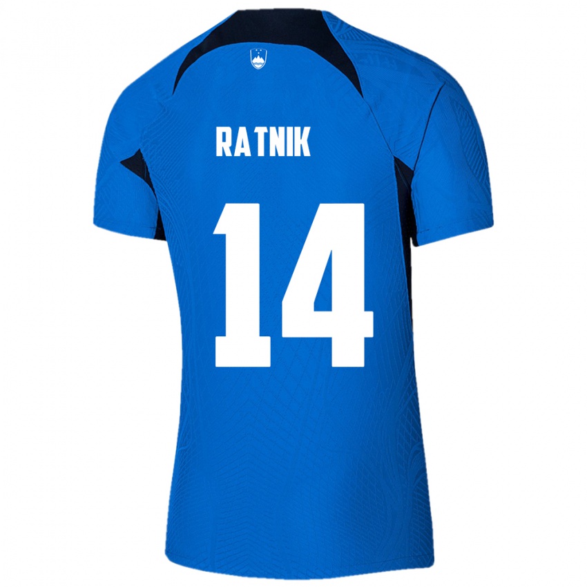 Gyermek Szlovénia Marcel Ratnik #14 Kék Idegenbeli Jersey 24-26 Mez Póló Ing