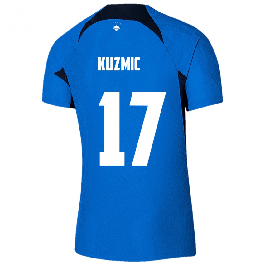 Gyermek Szlovénia Srdjan Kuzmic #17 Kék Idegenbeli Jersey 24-26 Mez Póló Ing