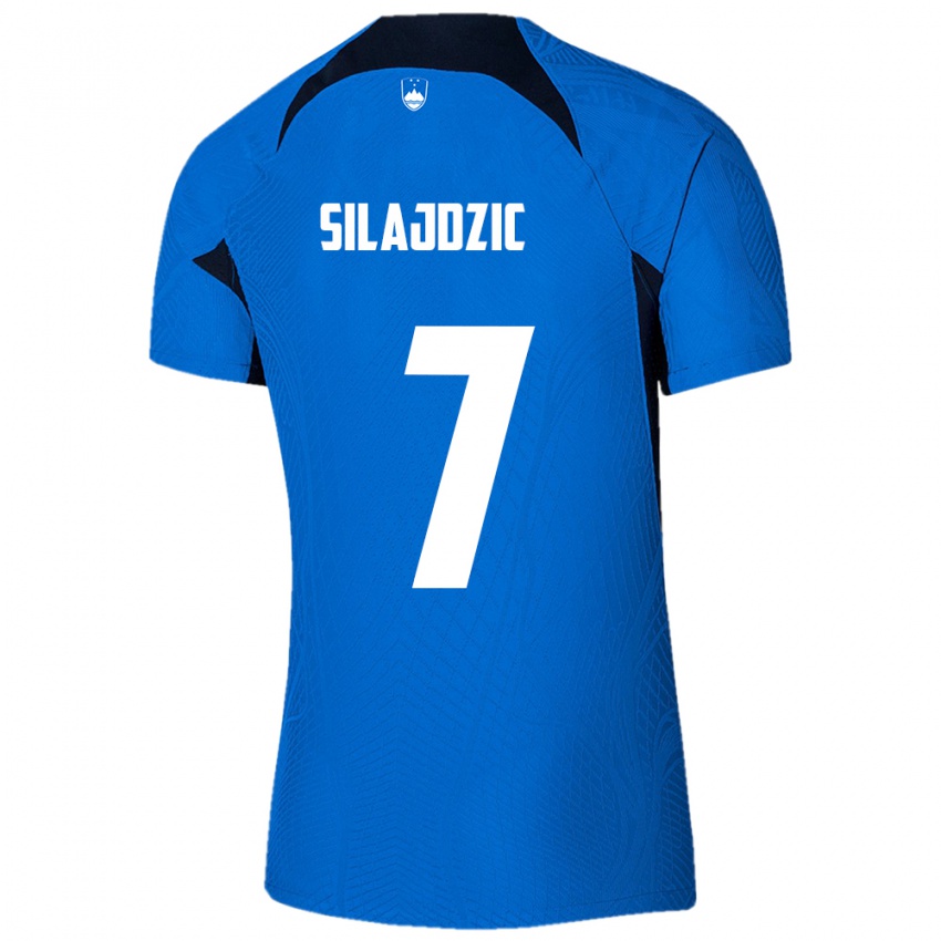 Gyermek Szlovénia Riad Silajdzic #7 Kék Idegenbeli Jersey 24-26 Mez Póló Ing