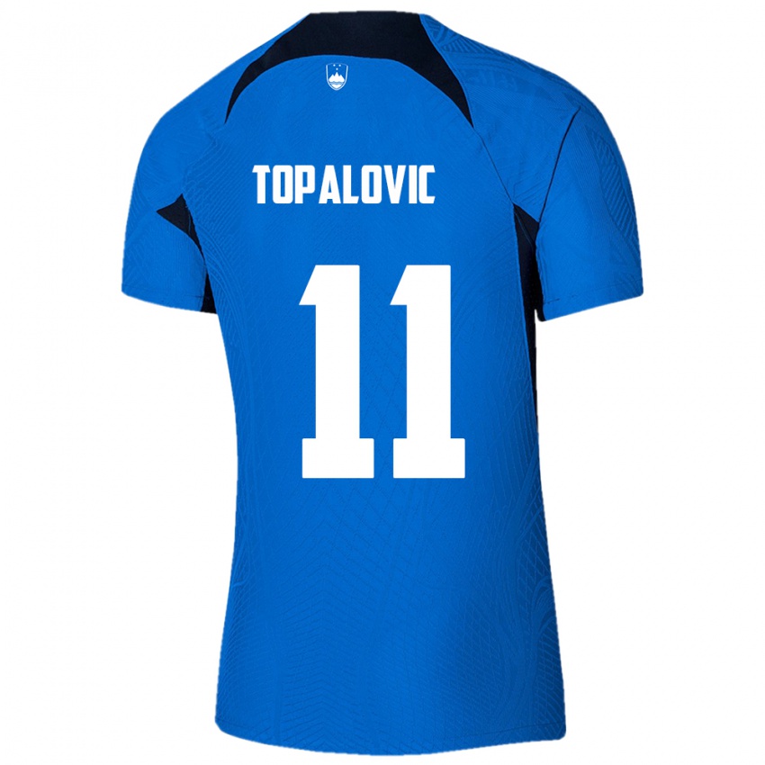 Gyermek Szlovénia Luka Topalovic #11 Kék Idegenbeli Jersey 24-26 Mez Póló Ing