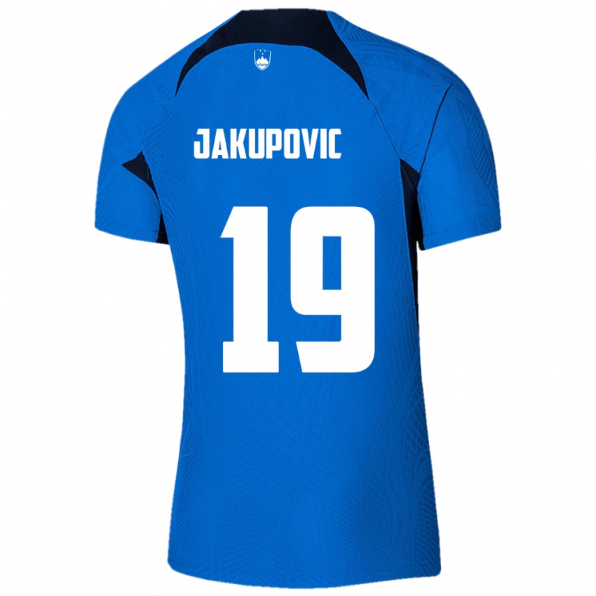 Gyermek Szlovénia Aldin Jakupovic #19 Kék Idegenbeli Jersey 24-26 Mez Póló Ing