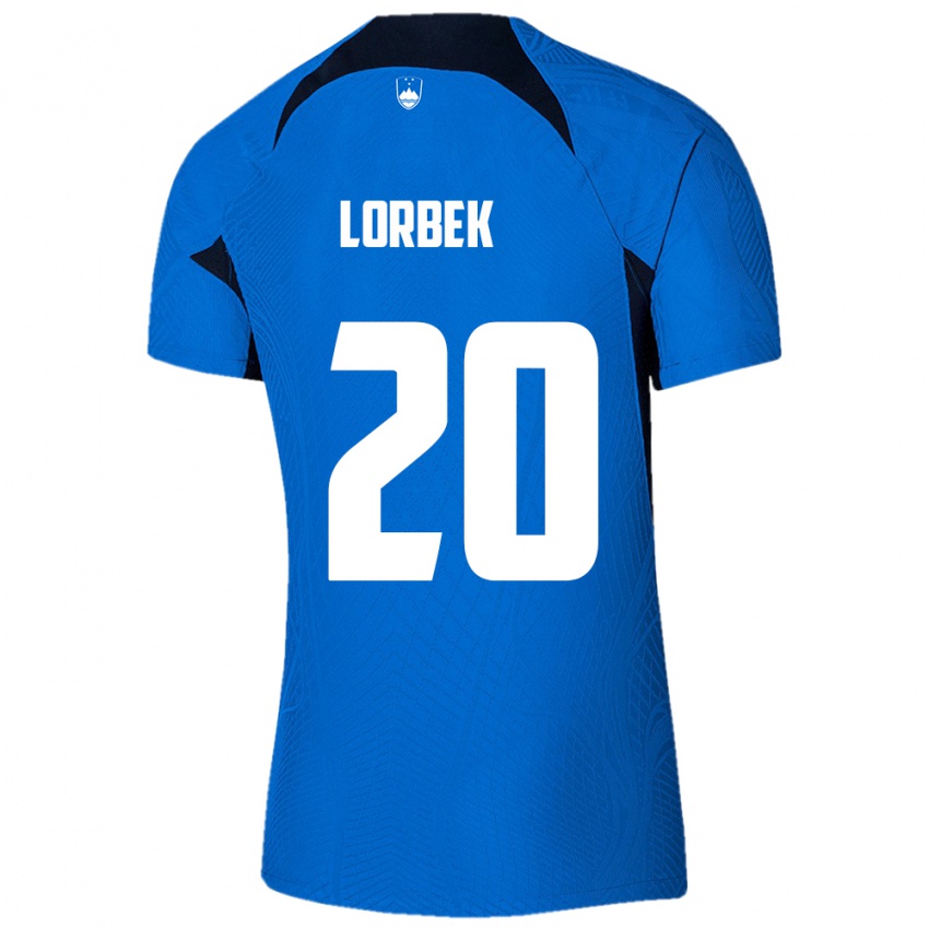 Gyermek Szlovénia Anej Lorbek #20 Kék Idegenbeli Jersey 24-26 Mez Póló Ing