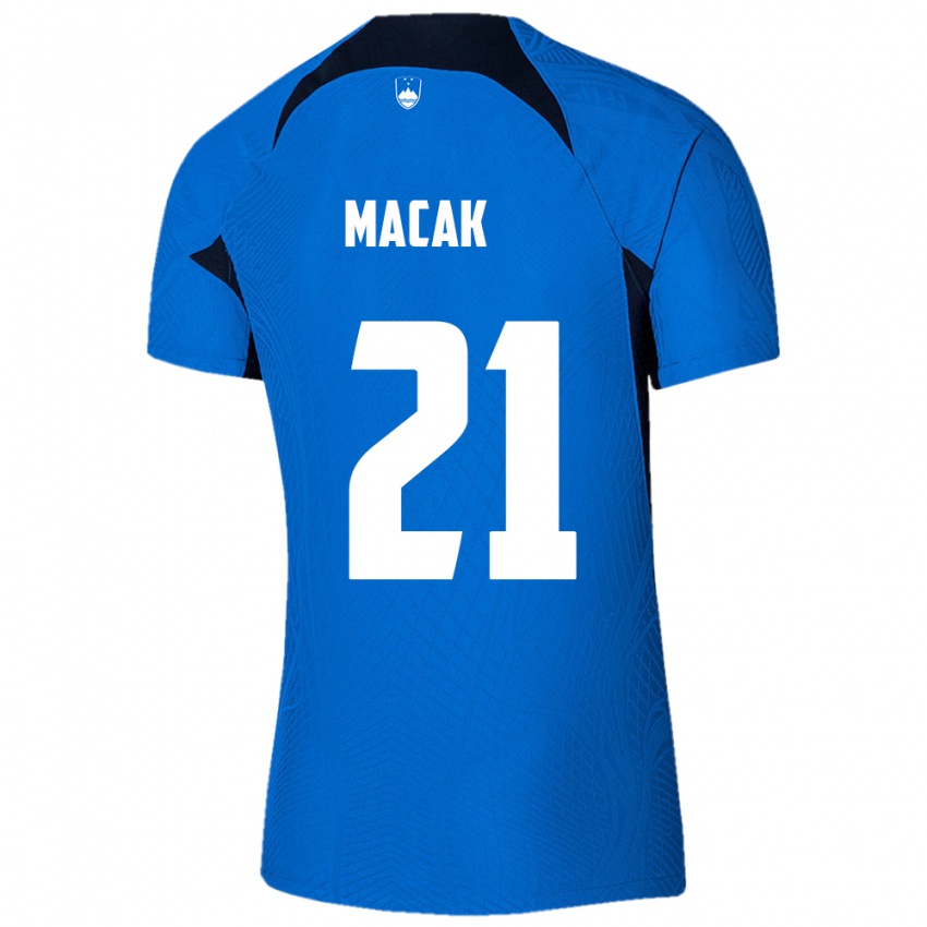 Gyermek Szlovénia Lucas Macak #21 Kék Idegenbeli Jersey 24-26 Mez Póló Ing