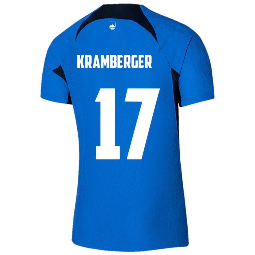 Gyermek Szlovénia Enej Kramberger #17 Kék Idegenbeli Jersey 24-26 Mez Póló Ing