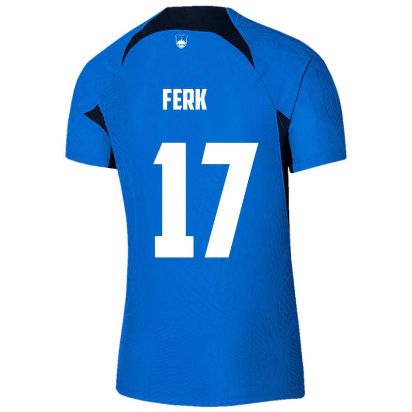 Gyermek Szlovénia Matic Ferk #17 Kék Idegenbeli Jersey 24-26 Mez Póló Ing