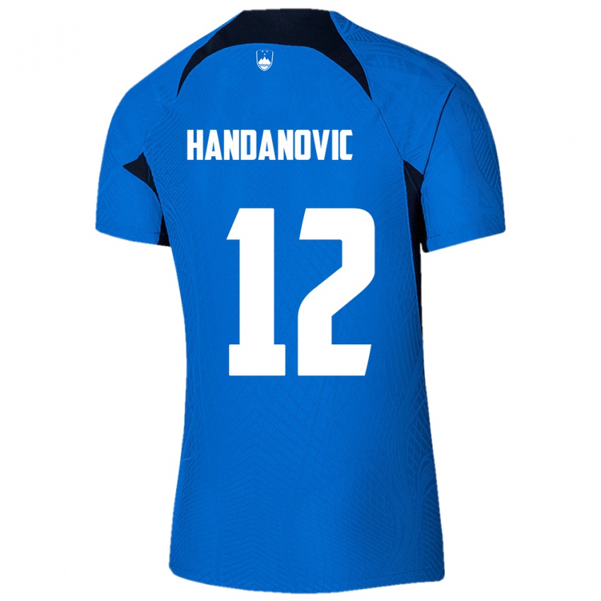 Gyermek Szlovénia Tanej Handanovic #12 Kék Idegenbeli Jersey 24-26 Mez Póló Ing