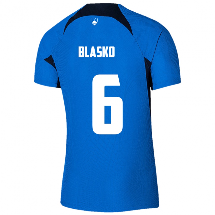 Gyermek Szlovénia Svit Blasko #6 Kék Idegenbeli Jersey 24-26 Mez Póló Ing