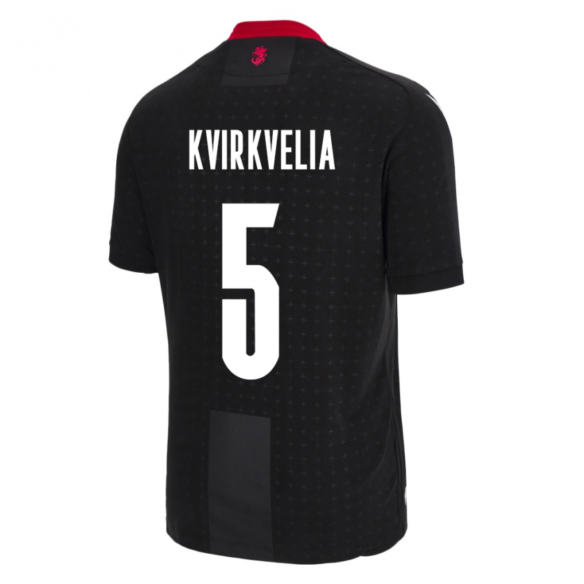 Gyermek Grúzia Solomon Kvirkvelia #5 Fekete Idegenbeli Jersey 24-26 Mez Póló Ing